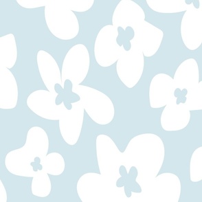 (L) Boho Daisy Flowers - Basic Floral Flower - Pastel Blue and White - Large