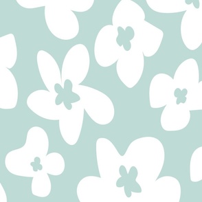 (L) Boho Daisy Flowers - Basic Floral Flower -  Pastel Green and White - Small