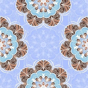 Floral Mandala Tile in Light Blue