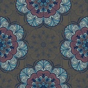Earthy Brown Boho Mandala Tile Pattern