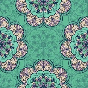 Floral Mandala Tile in Mint & Lavender