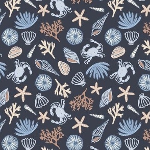 Rock Pools_coastal_Small_Outer Space Navy Blue Multi