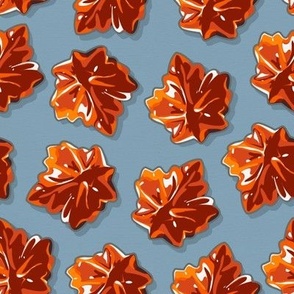 Canadian Maple Syrup Candy Pattern on Blue Grey