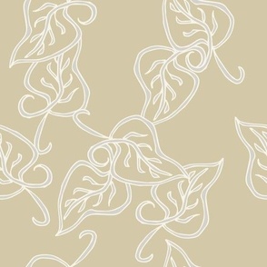 (M) Tansy Leaves | Williamsburg Stone Beige | Med Scale | neutral floral