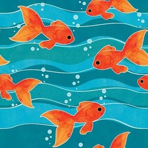 Swimming Goldfish Aquarium Pattern