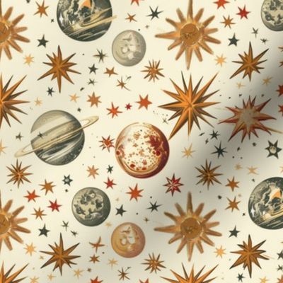 Celestial Bodies and Stars Pattern