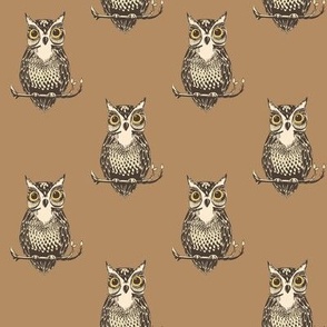 Simple Illustrated Owl Pattern - Brown