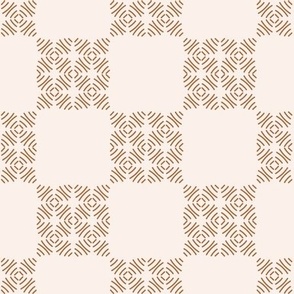 Large Faux Block Print Checkerboard in blush and brown- Boho
