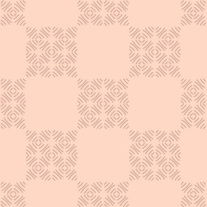 Small Faux Block Print Checkerboard in pink and clay- Boho