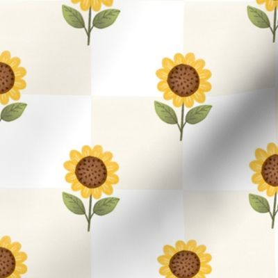 Sunflower Checkerboard — Neutral