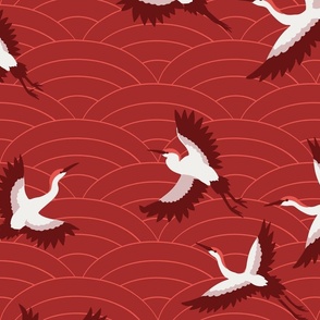 flying herons_in red_minimal