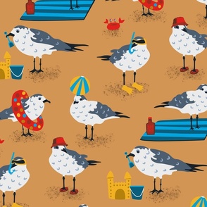 Beach Gulls - Oversized Pattern