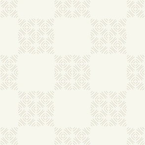Large Faux Block Print Checkerboard in creme  and tan- French Country