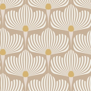 Minimalist Geometric Floral Art Deco - Warm Neutral