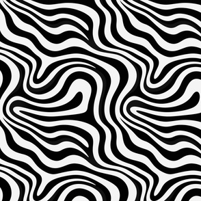 Monochrome Fluidity: Bold Abstract Swirl Fabric Design