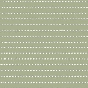 White dashed stripes on sage green background - small