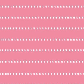 White dashed stripes on pink background - large