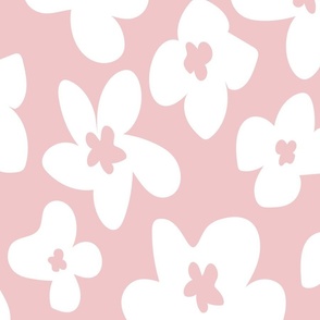 (L) Boho Daisy Flowers - Basic Floral Flower - Pastel Pink and White - Large