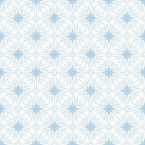 Magical Sun and Stars, Funky Design, Monochrome Style | Light Blue / Soft Blue / Baby Blue / Pastel Blue | Small Scale