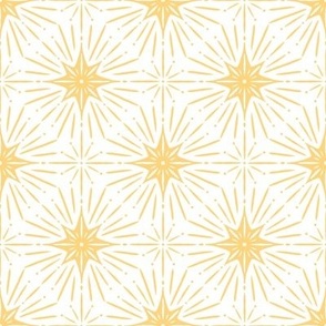 Magical Sun and Stars, Funky Design, Monochrome Style | Light Yellow / Pastel / Creamy | Large Scale