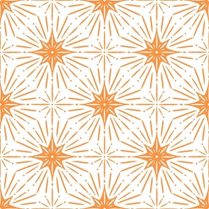 Magical Sun and Stars, Funky Design, Monochrome Style | Orange / Salmon | Large Scale