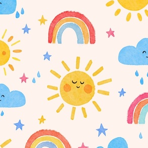 Happy Sun, Clouds and Rainbows (Medium)