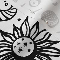 medium - Celestial - sun_ moon_ stars and planets - hand drawn ink style black on white