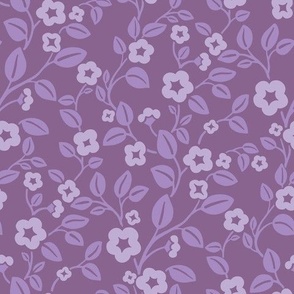 Foxy Floral Vine - Trailing Flowers in Purple and Blue