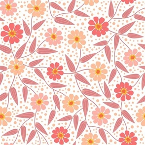 floral print pattern vinca peach fuzz