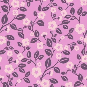 Foxy Floral Vine - Trailing Flowers in Pink and Purple
