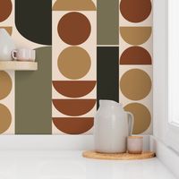 Warm Minimalism Geometric Shapes Earthy Neutral Tones Terra Cotta Mustard Yellow Olive Green Army Green