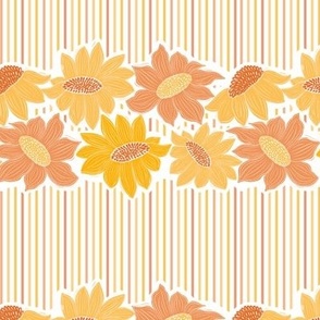 Sunflower Vineyard Stripes - Bright sunshine palette  Sunflowers