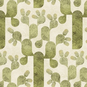 Geometric Desert Cactus - green prickly pear, medium 