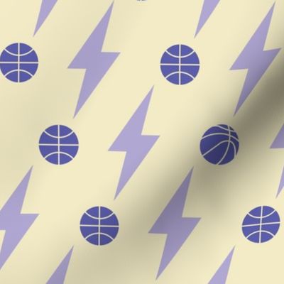 Basketball and Lightning Bolt in Cream 