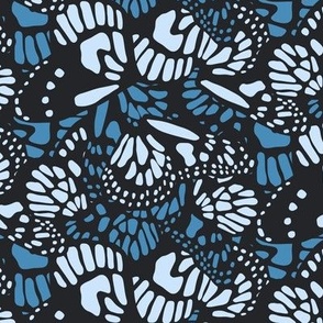 Abstract Butterfly Wings Pattern - Insect / Animal Print (Dark and Light Blue) 