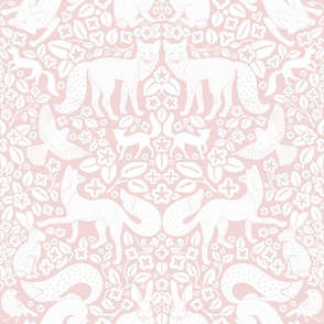 Fox Damask Monochrome in Champagne Pink