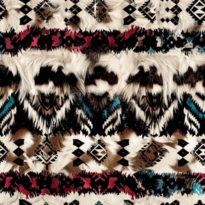 large scale aztec cow pattern brown patchs
