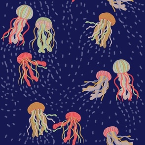 Handpainted Jellyfish Delight: Modern Ocean Theme for Bathrooms & Children's Rooms
