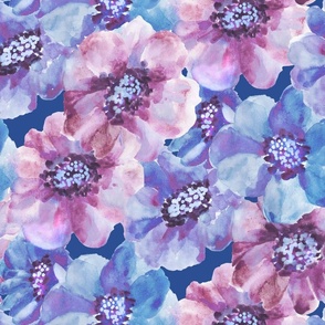 Handmade floral watercolor blue violet