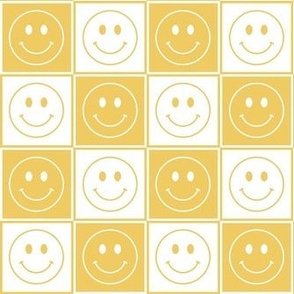 Smaller Happy Face Checkers in Daisy Yellow