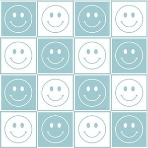 Smaller Happy Face Checkers in Baby Blue