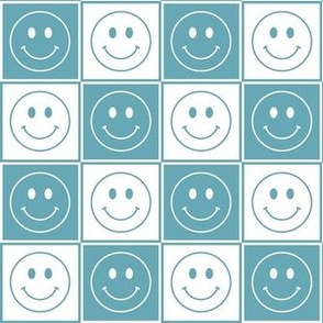 Smaller Happy Face Checkers in Boho Blue