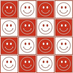 Smaller Happy Face Checkers in Rustic Red