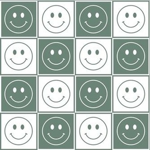 Smaller Happy Face Checkers in Soft Pine Green