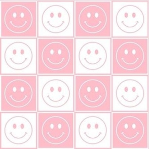 Smaller Happy Face Checkers in Baby Pink