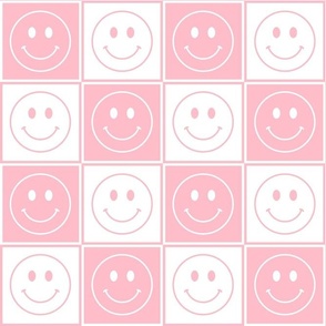 Bigger Happy Face Checkers in Baby Pink