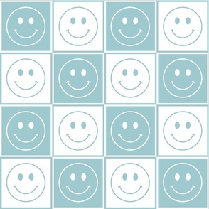 Bigger Happy Face Checkers in Baby Blue