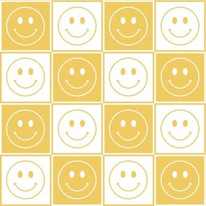 Bigger Happy Face Checkers in Daisy Yellow