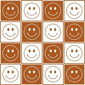 Bigger Happy Face Checkers in Sunset Brown