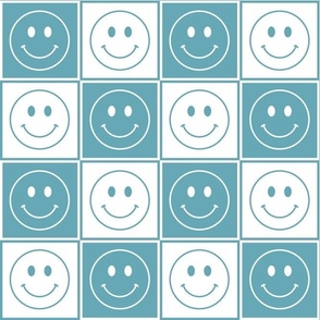 Bigger Happy Face Checkers in Boho Blue